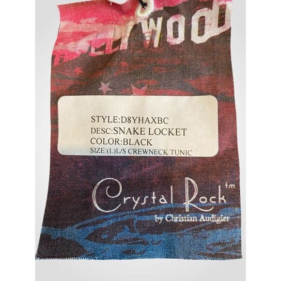 Crystal Rock snake skin crystal locket L/S tunic top / mini dress NWT L. - Picture 4 of 9